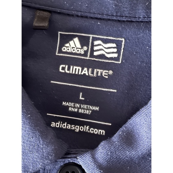 Adidas Golf Climalite Mens Large Long Sleeve Polo Shirt Navy Blue Striped - Picture 5 of 9